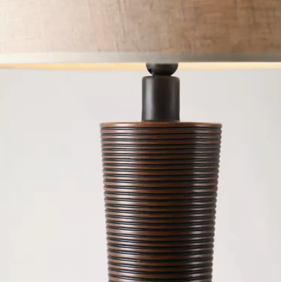 Ribbed Wooden Floor Lamp