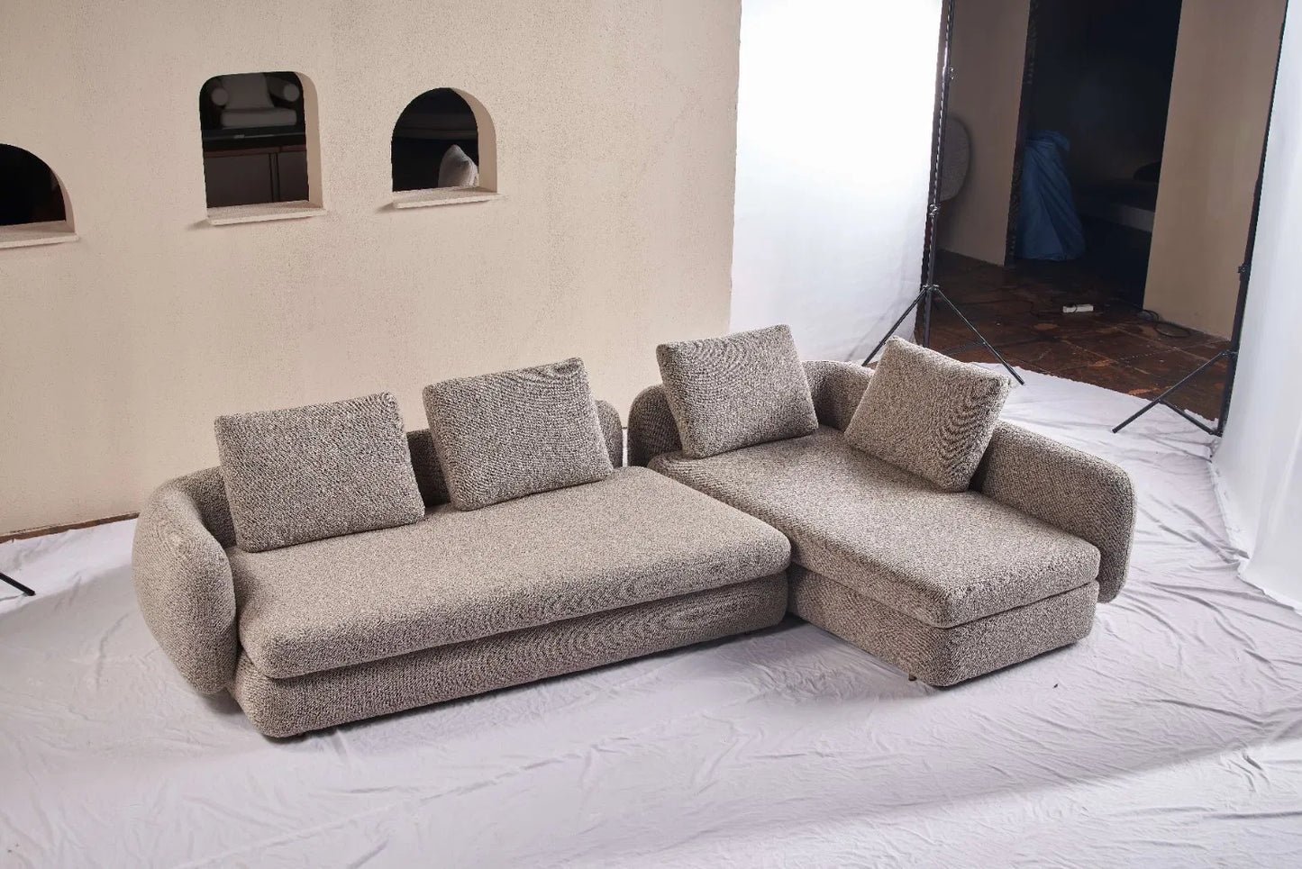 ORRO Light Brown Boucle L-Shape