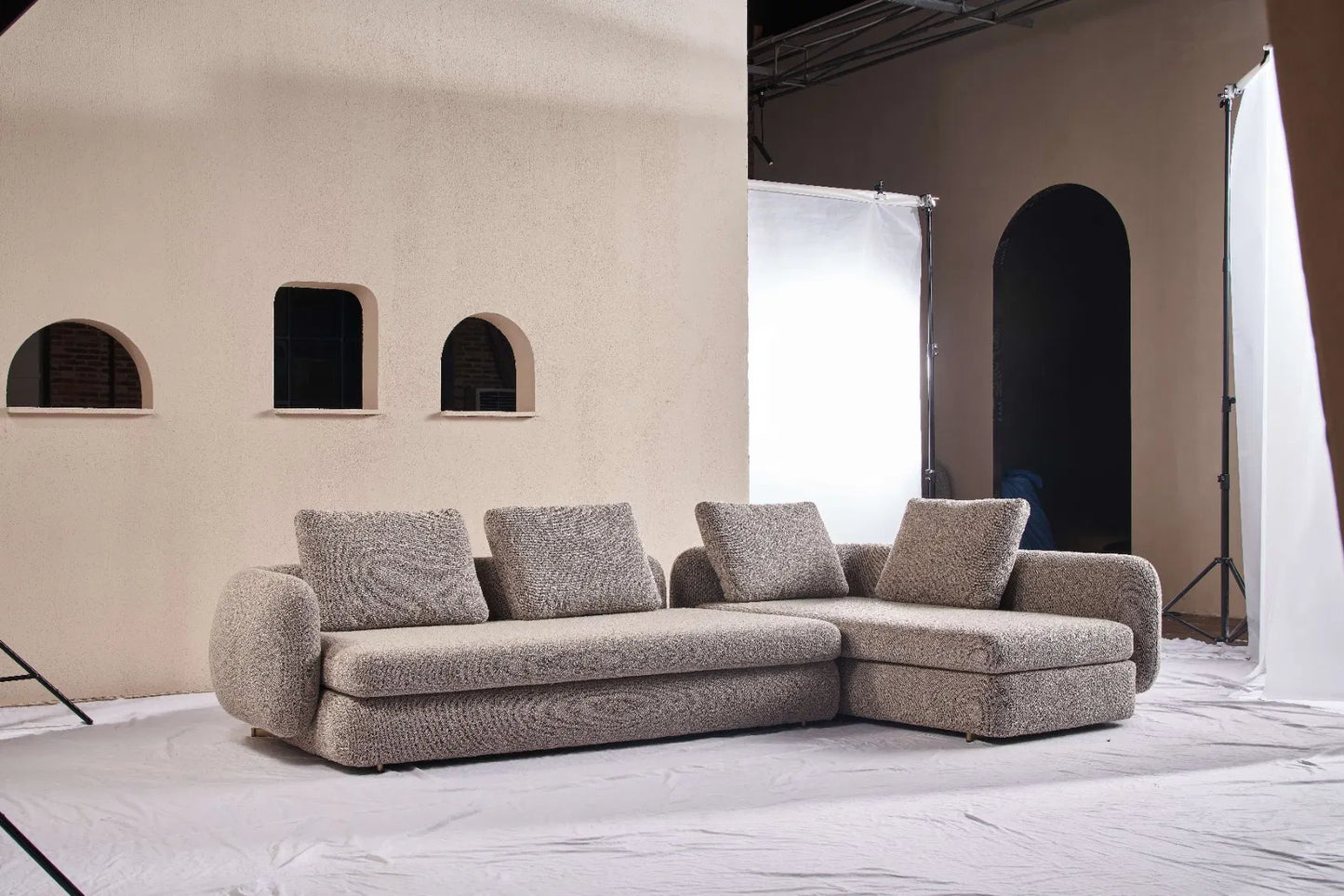 ORRO Light Brown Boucle L-Shape