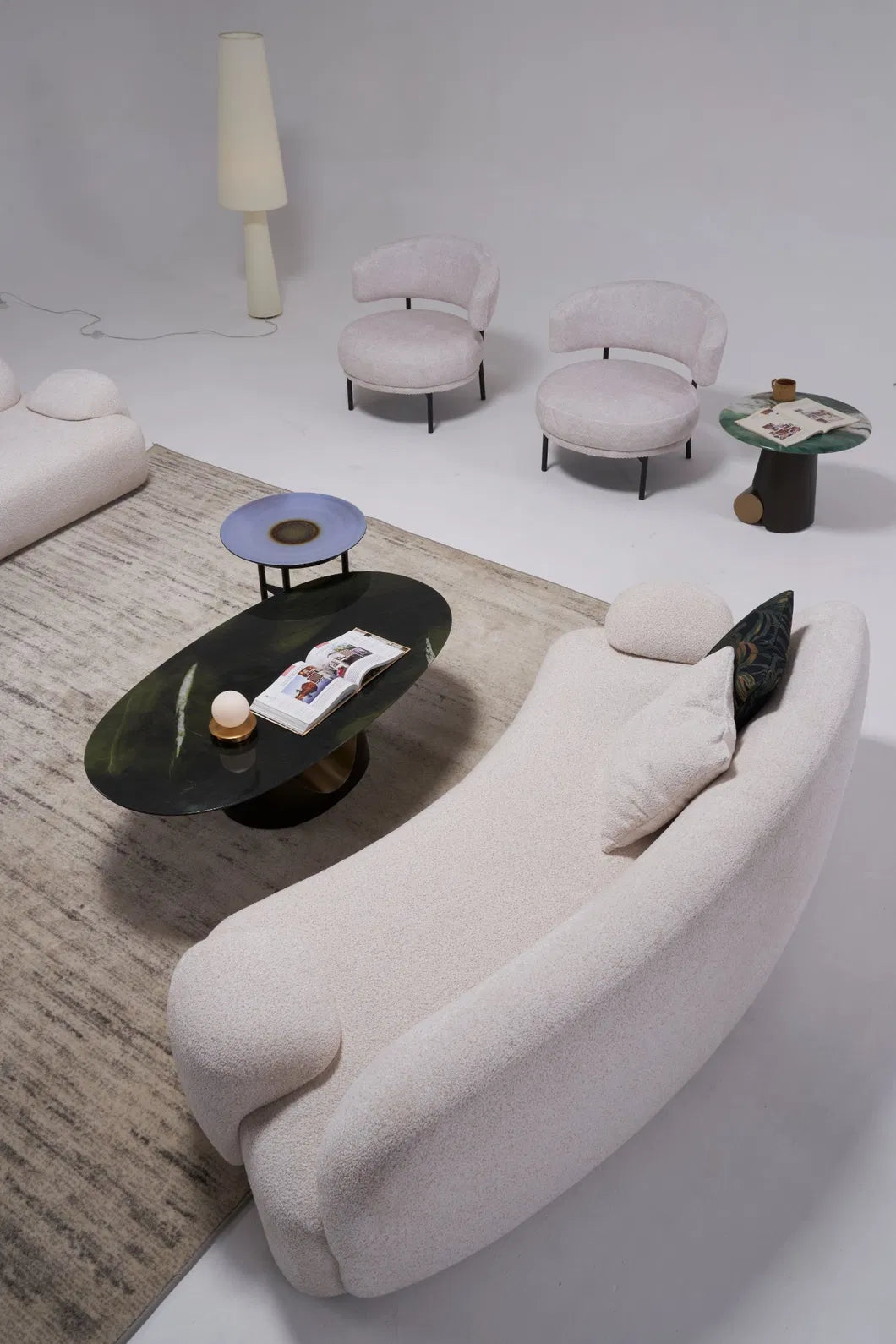 ORRO White Boucle Sofa