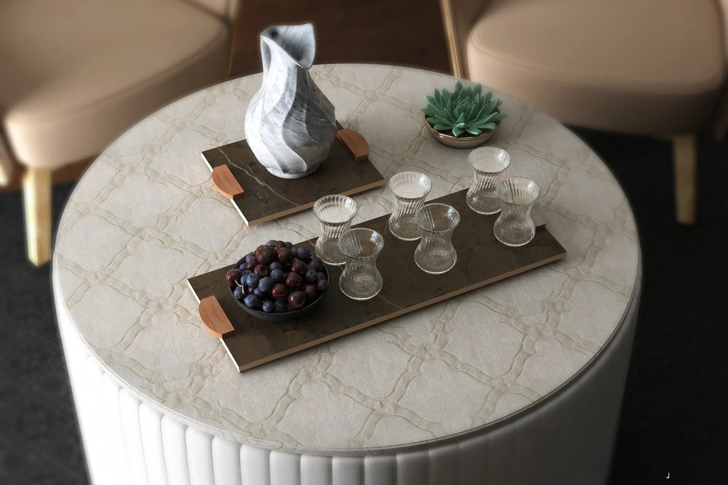 Marble Finish Tray (Set of 2)