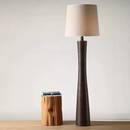 Ribbed Wooden Floor Lamp