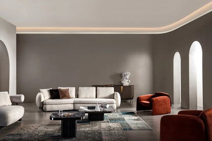 ORRO Angled White Boucle Sofa