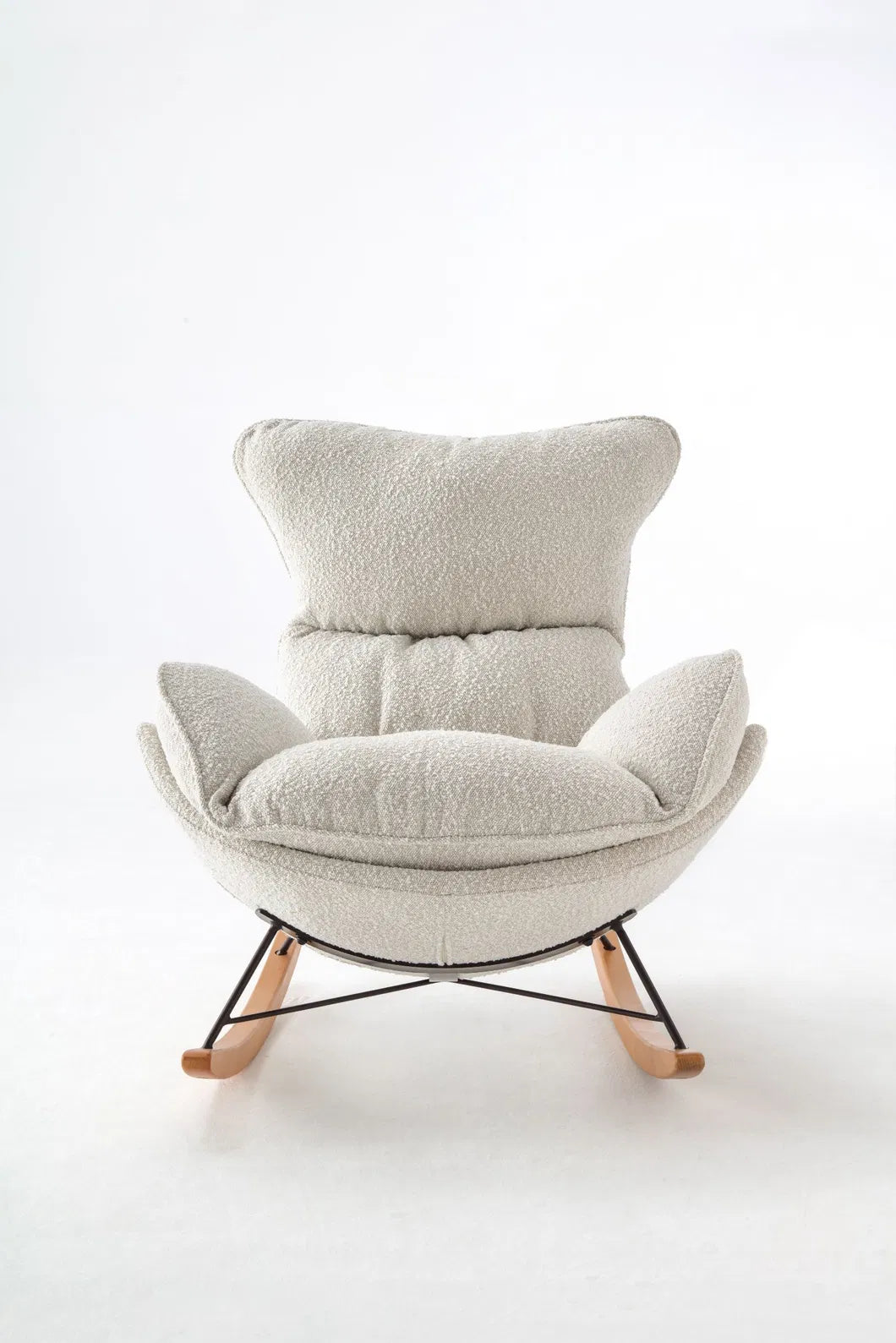 ORRO White Boucle Rocking Chair