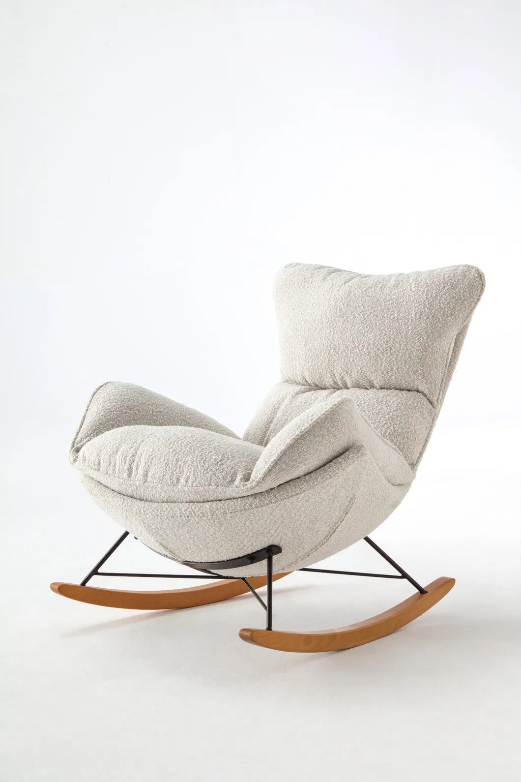 ORRO White Boucle Rocking Chair