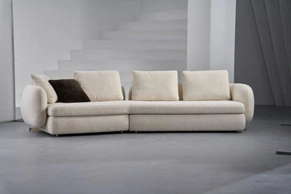 ORRO Angled White Boucle Sofa