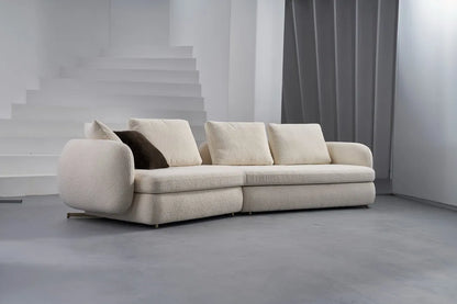ORRO Angled White Boucle Sofa