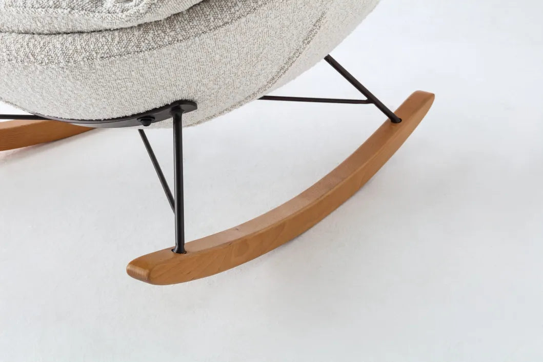 ORRO White Boucle Rocking Chair