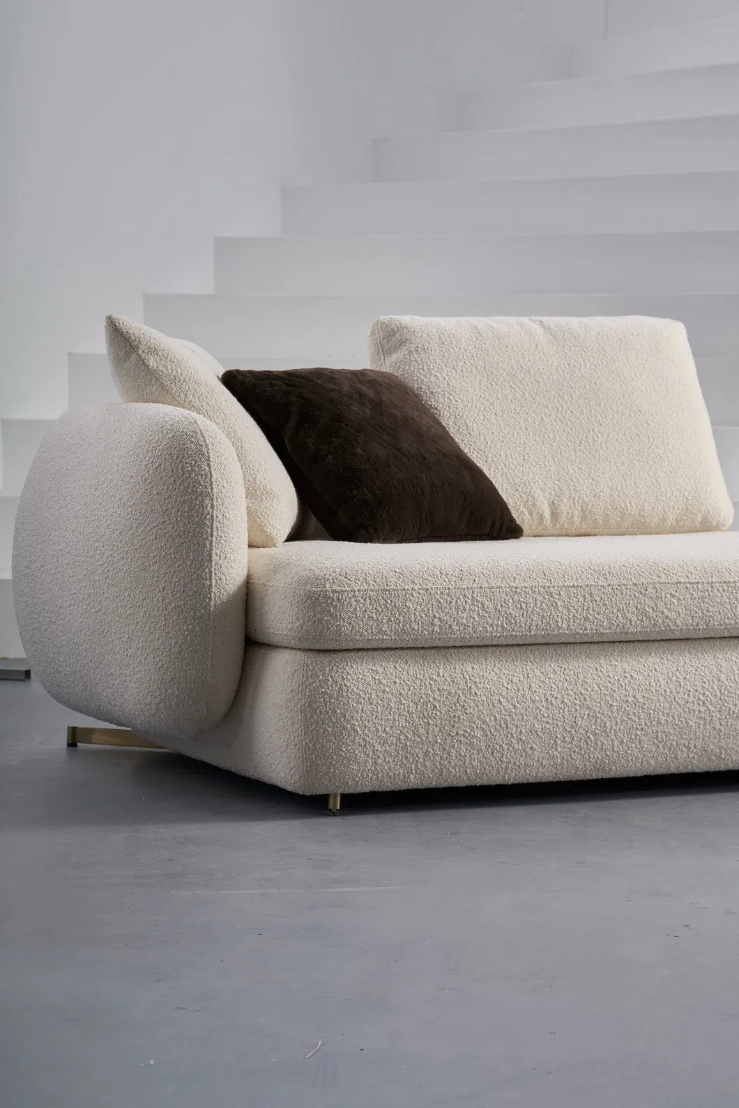 ORRO Angled White Boucle Sofa