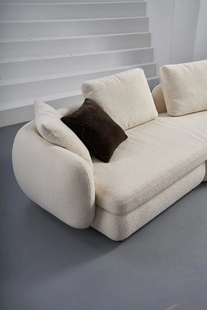 ORRO Angled White Boucle Sofa