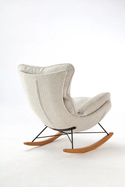 ORRO White Boucle Rocking Chair